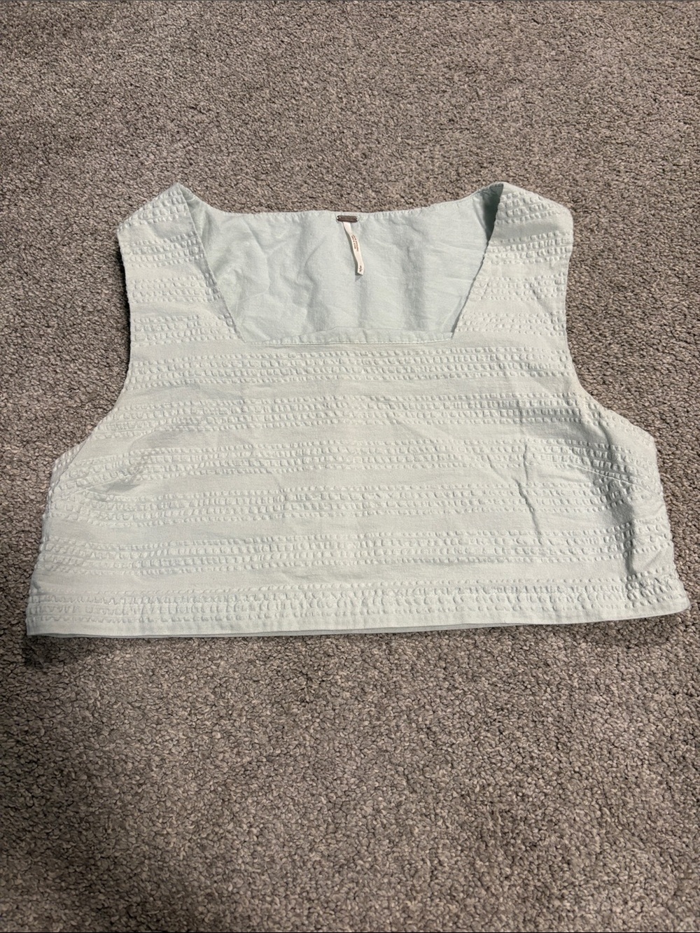 Free People Seersucker Blue/Green Cropped Top